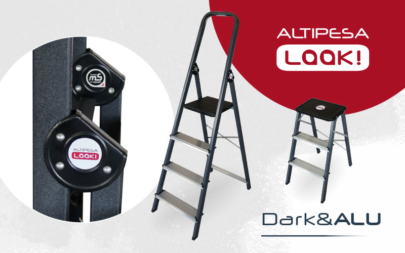 Nouvelle ligne de marchepieds et escabeaux en aluminium laqué, Dark&ALU de Altipesa·LOOK!